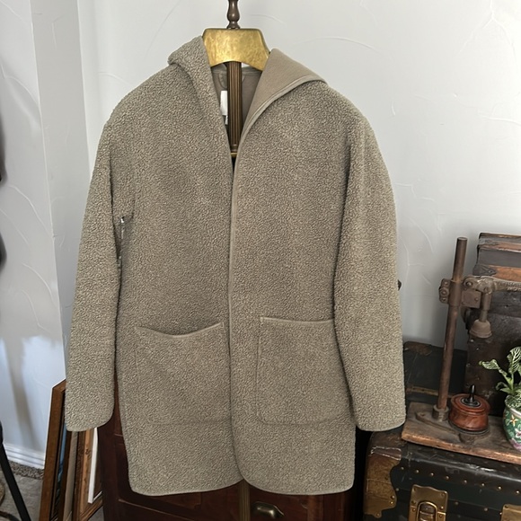 JOIE Oversized Open Front Green Sherpa Cardigan Teddy Coat - Picture 3 of 8